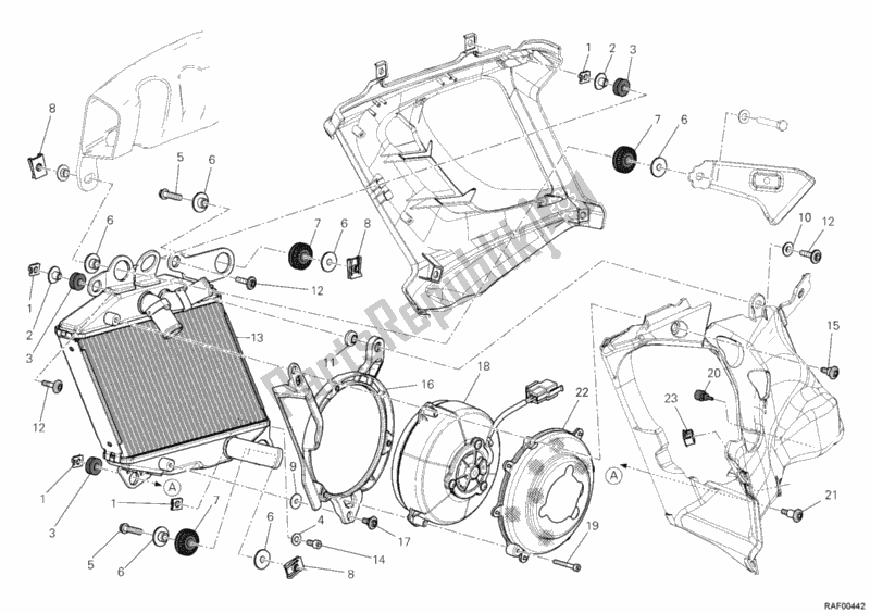 Tutte le parti per il Radiatore, Acqua, Dx Dm Zmg100abbb002748 del Ducati Diavel 1200 2011