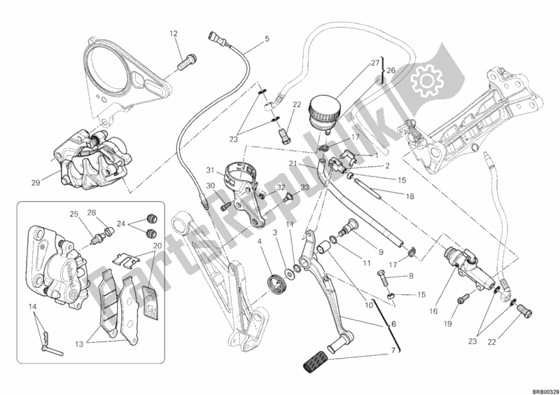 Alle onderdelen voor de Remsysteem Achter van de Ducati Diavel 1200 2011