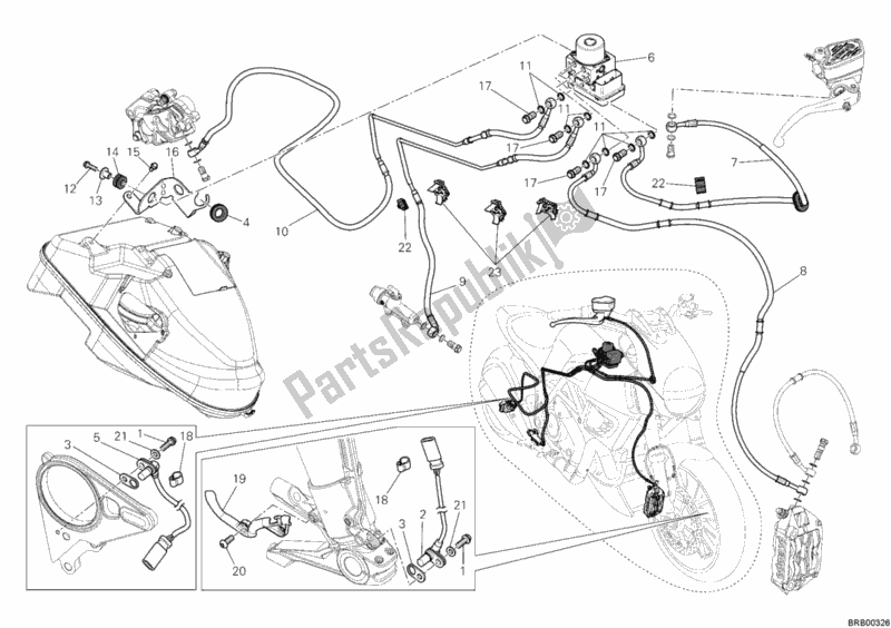 Alle onderdelen voor de Remsysteem Abs van de Ducati Diavel 1200 2012