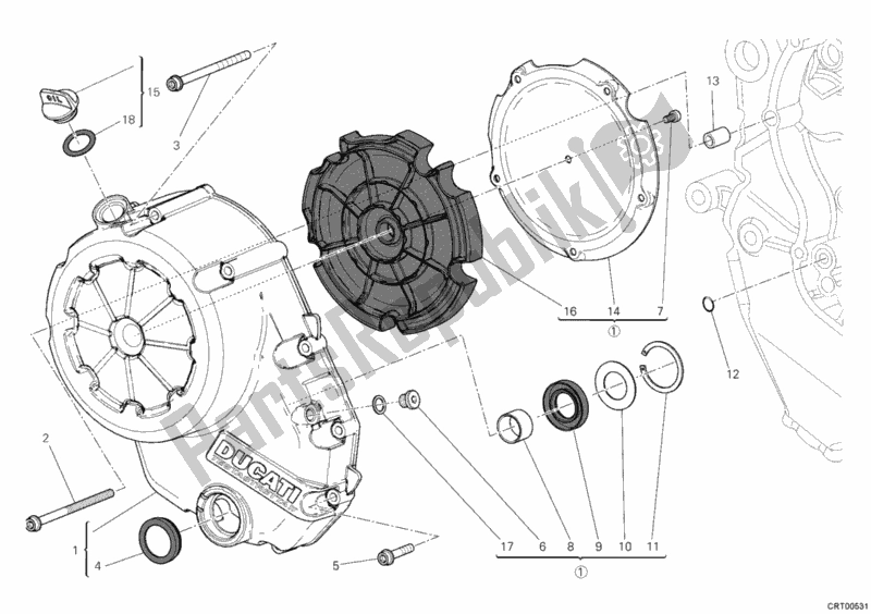 Alle onderdelen voor de Koppelingsdeksel van de Ducati Diavel 1200 2012