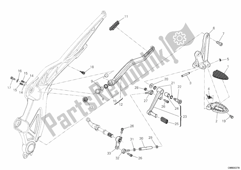 Todas las partes para Reposapiés, Izquierda de Ducati Diavel 1200 2012