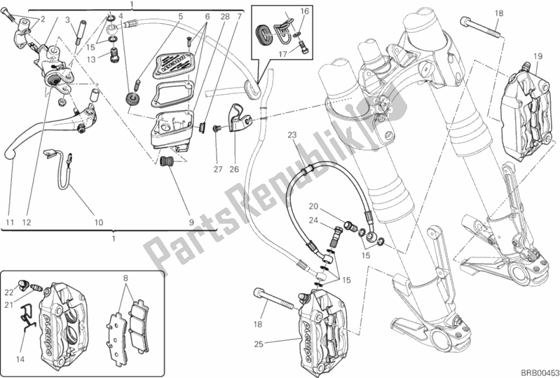 Todas las partes para Sistema De Freno Delantero de Ducati Diavel 1200 2012