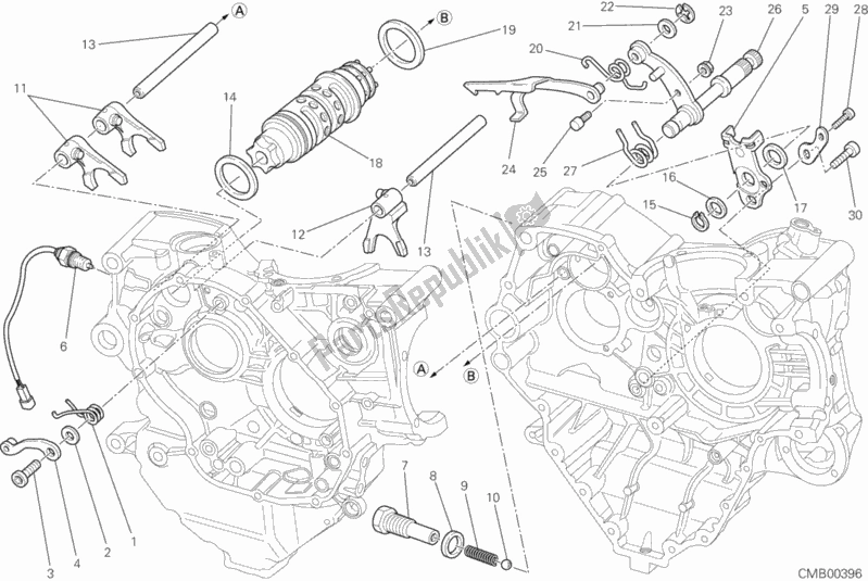 Alle onderdelen voor de Schakelmechanisme van de Ducati Diavel 1200 2012