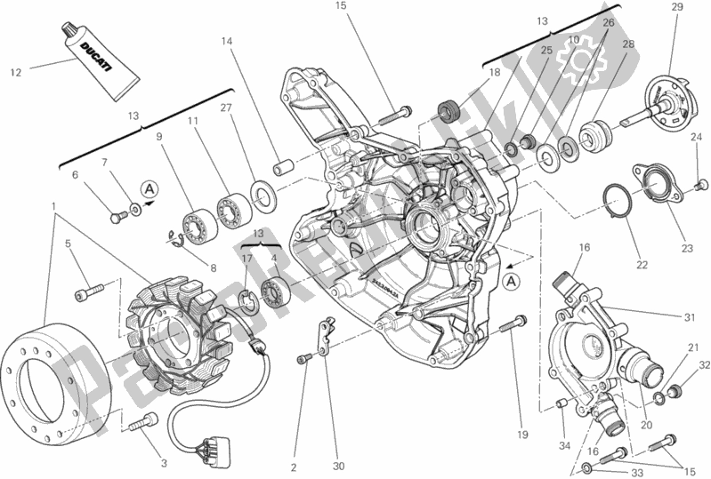Alle onderdelen voor de Generator Deksel van de Ducati Diavel 1200 2012