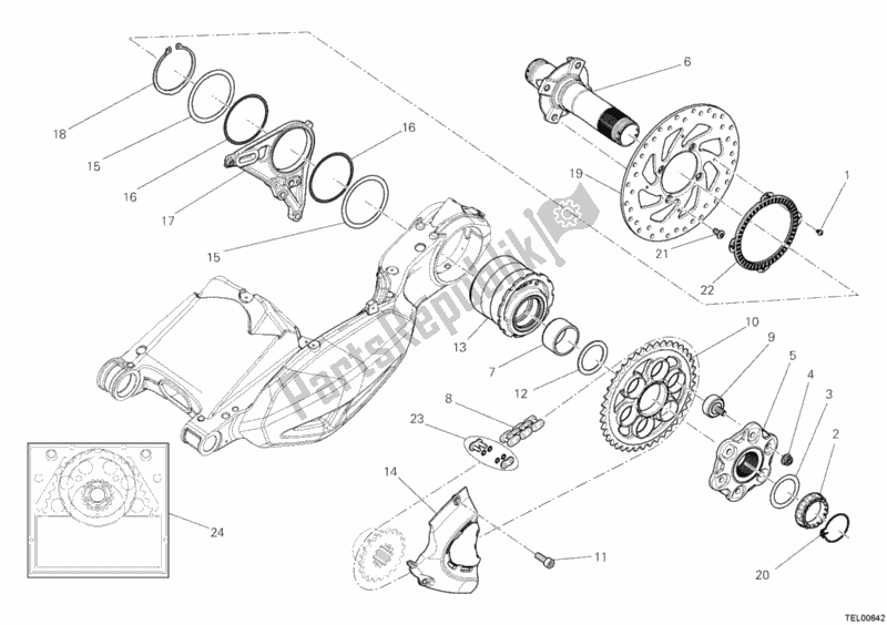 Alle onderdelen voor de Naaf, Achterwiel van de Ducati Diavel 1200 2012