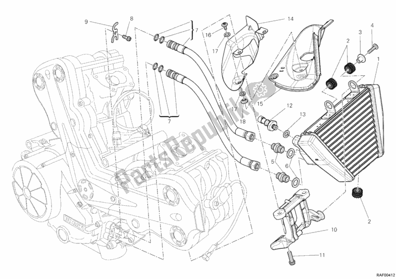 Alle onderdelen voor de Olie Koeler van de Ducati Diavel 1200 2012