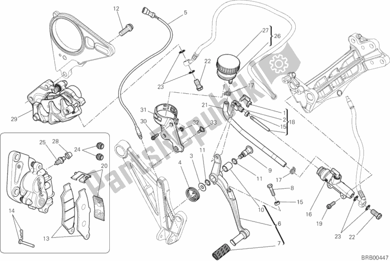 Alle onderdelen voor de Remsysteem Achter van de Ducati Diavel 1200 2012