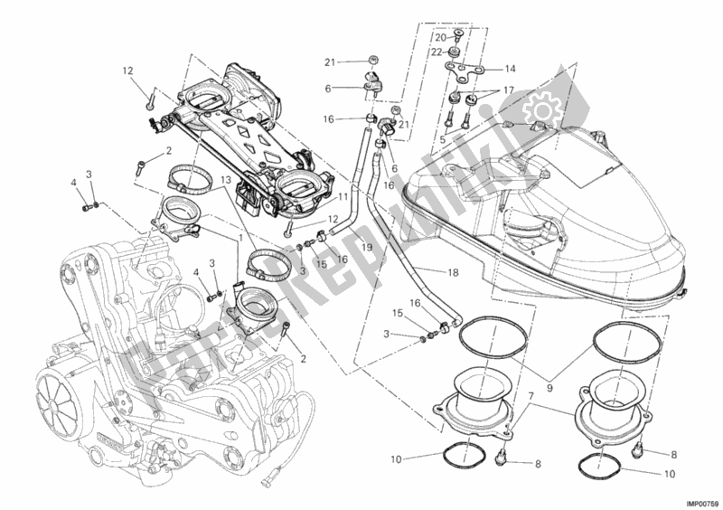 Alle onderdelen voor de Gasklephuis van de Ducati Diavel 1200 2012