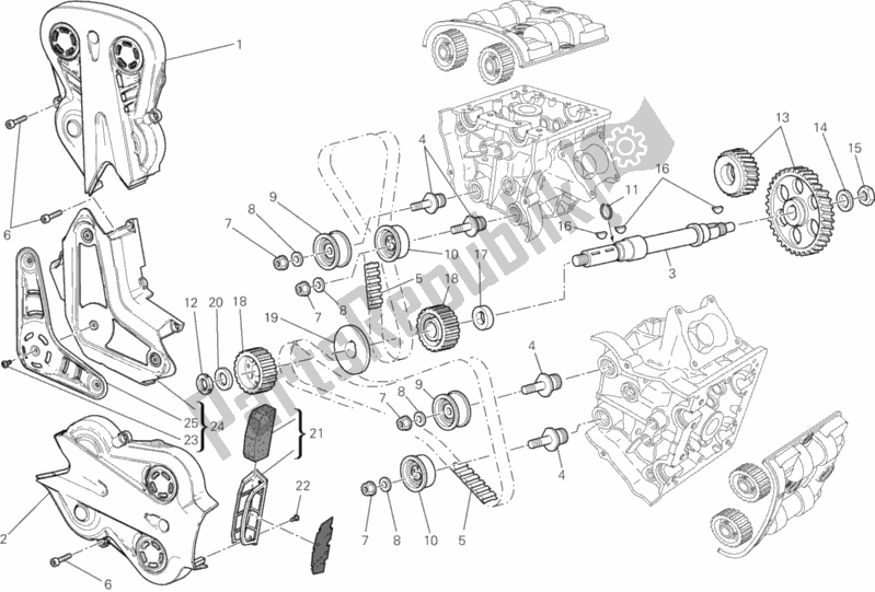Alle onderdelen voor de Distributieriem van de Ducati Diavel 1200 2012