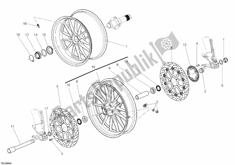 Alle onderdelen voor de Wielen van de Ducati Diavel 1200 2012