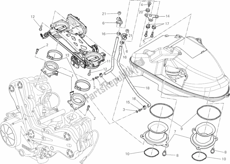 Tutte le parti per il 017 - Corpo Farfallato del Ducati Diavel 1200 2013