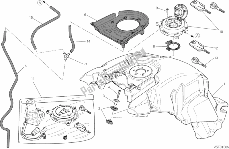 Tutte le parti per il 032 - Serbatoio Del Carburante del Ducati Diavel 1200 2013