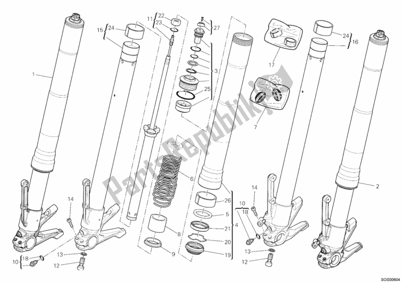 Tutte le parti per il 21a - Forcella Anteriore del Ducati Diavel 1200 2013