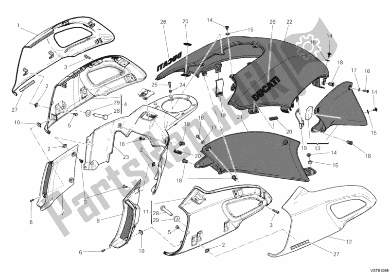 Todas las partes para Cubiertas, Tanque de Ducati Diavel 1200 2013