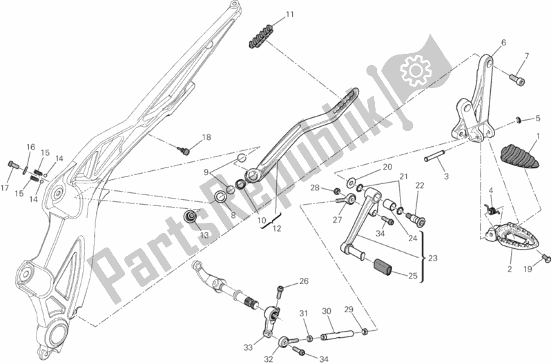 Todas las partes para Reposapiés, Izquierda de Ducati Diavel 1200 2013