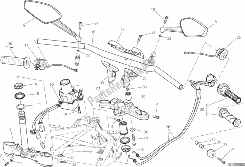 Todas las partes para Manillar de Ducati Diavel 1200 2013