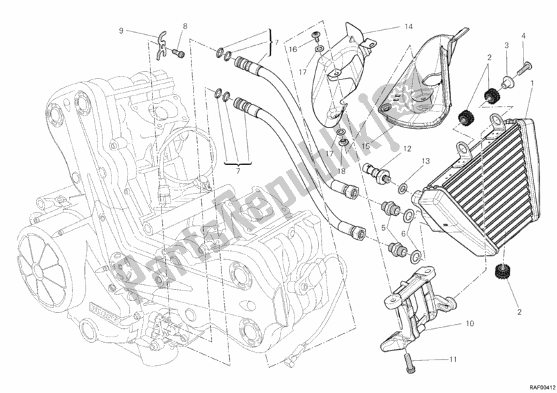 Tutte le parti per il Radiatore Dell'olio del Ducati Diavel 1200 2013