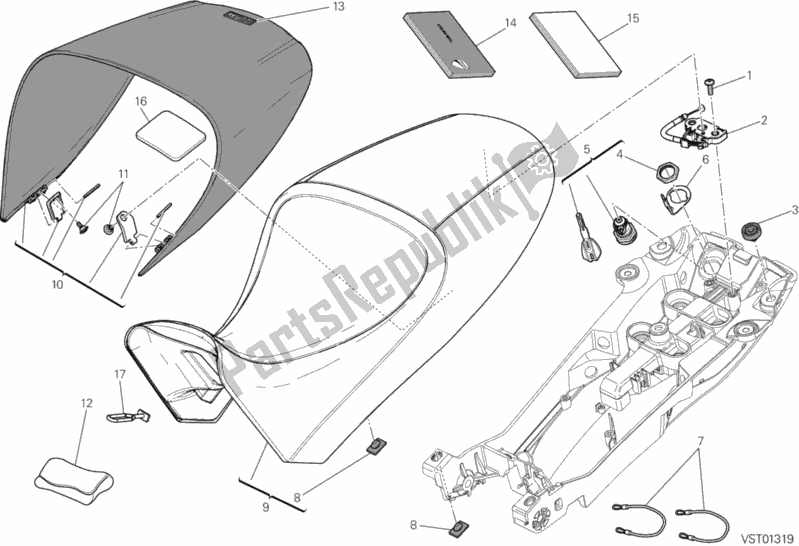 Todas as partes de Assento do Ducati Diavel 1200 2013