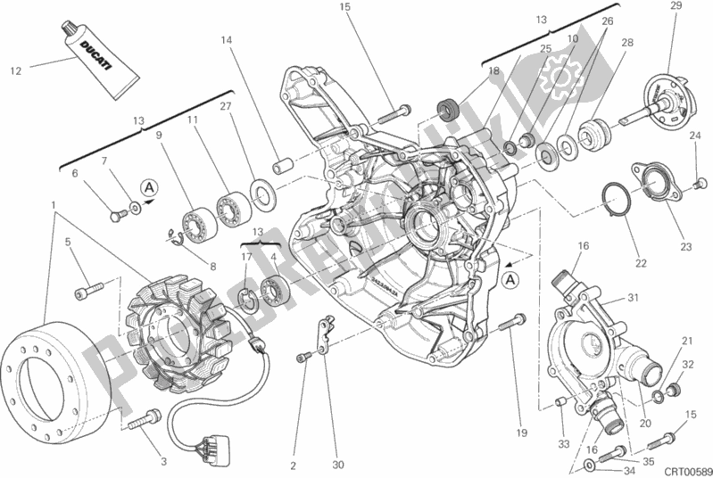 Tutte le parti per il Coperchio Crnkcse Pompa Acqua-altr-side del Ducati Diavel 1200 2013