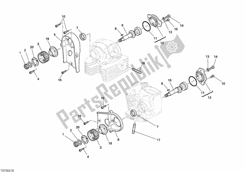 All parts for the Camshaft of the Ducati Sportclassic GT 1000 2007