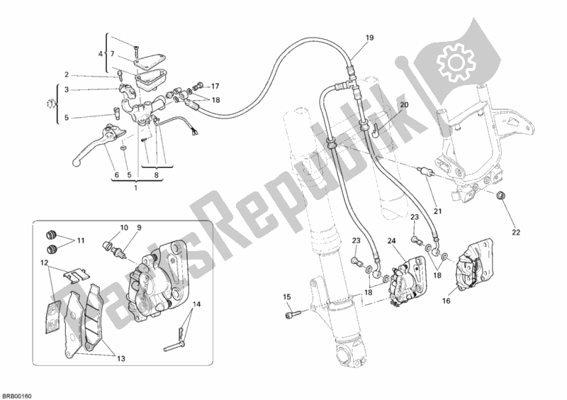 All parts for the Front Brake System of the Ducati Sportclassic GT 1000 2007