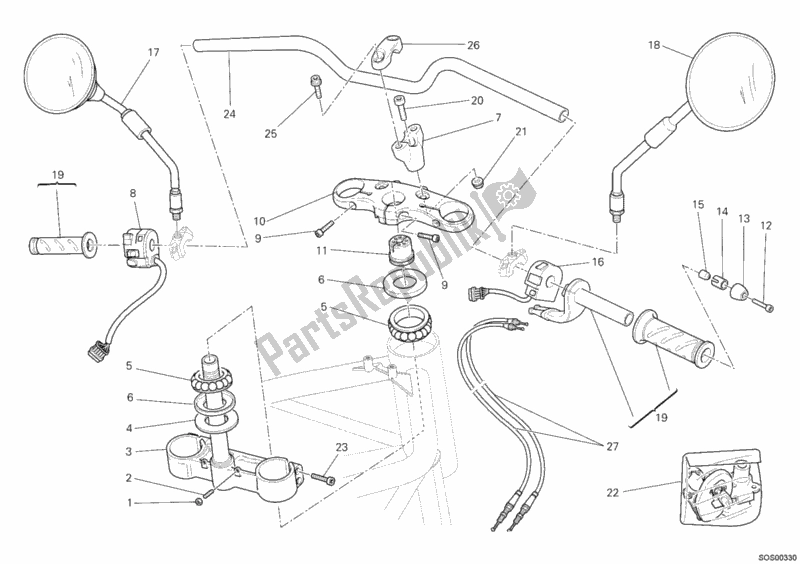 Tutte le parti per il Manubrio del Ducati Sportclassic GT 1000 2007