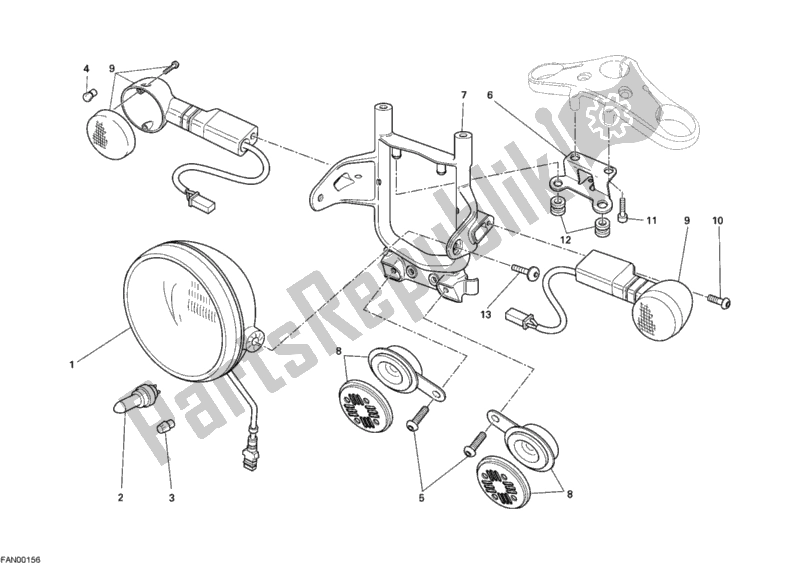 Tutte le parti per il Faro del Ducati Sportclassic GT 1000 2007