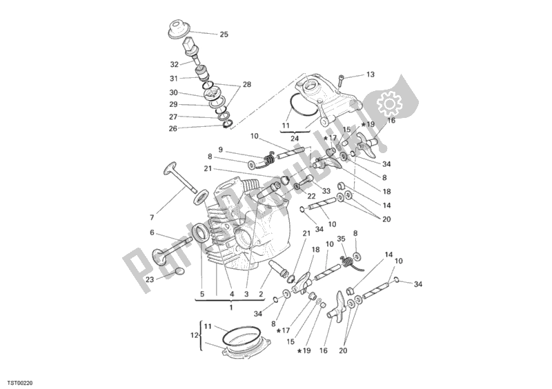 All parts for the Horizontal Cylinder Head of the Ducati Sportclassic GT 1000 2007