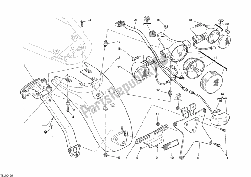 All parts for the Taillight of the Ducati Sportclassic GT 1000 2007