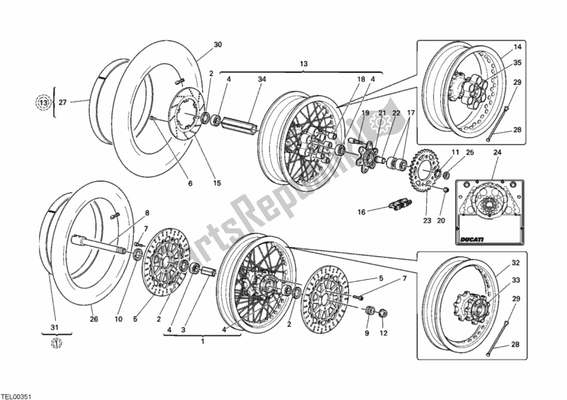 Tutte le parti per il Ruote del Ducati Sportclassic GT 1000 2007