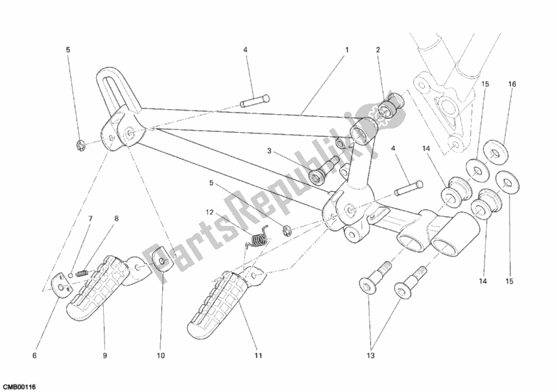 Tutte le parti per il Poggiapiedi, Giusto del Ducati Sportclassic GT 1000 2008