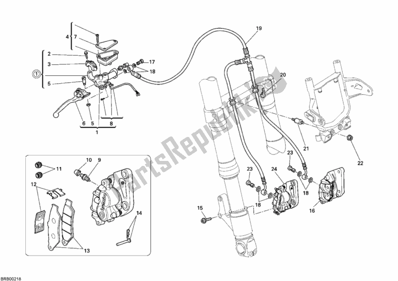 Tutte le parti per il Sistema Frenante Anteriore del Ducati Sportclassic GT 1000 2008