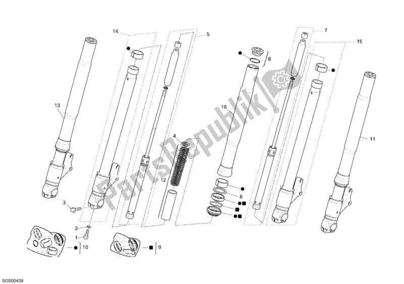 Todas las partes para Tenedor Frontal de Ducati Sportclassic GT 1000 2008
