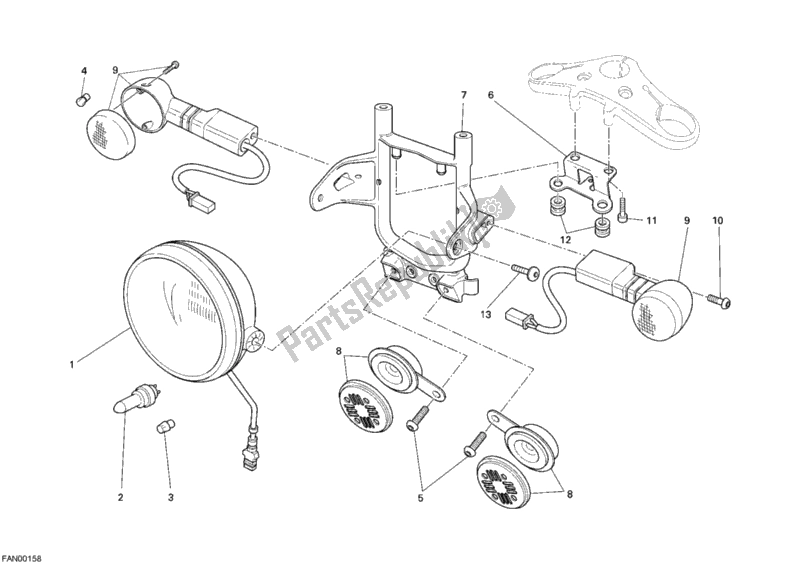 Todas as partes de Farol do Ducati Sportclassic GT 1000 2008