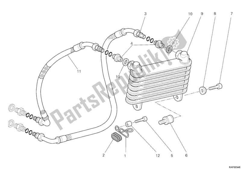 Tutte le parti per il Radiatore Dell'olio del Ducati Sportclassic GT 1000 2008