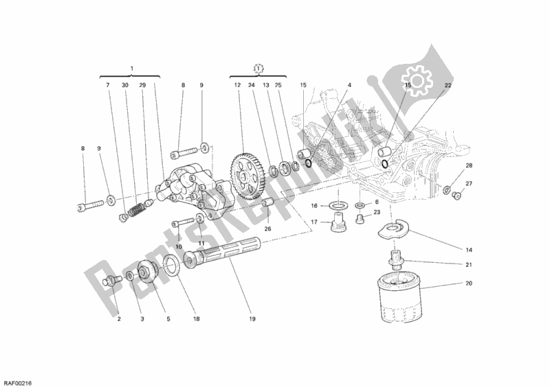 Tutte le parti per il Pompa Dell'olio - Filtro del Ducati Sportclassic GT 1000 2008