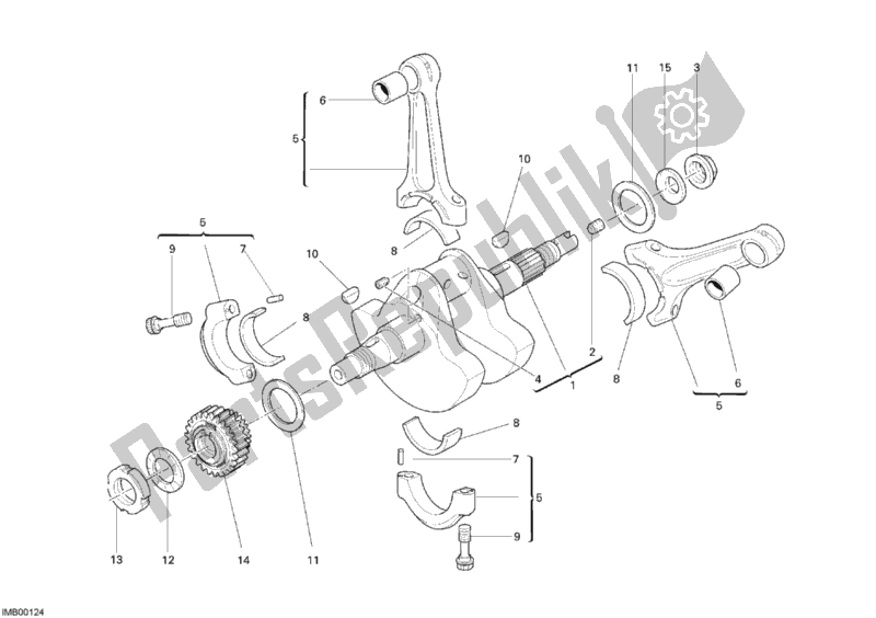 All parts for the Crankshaft of the Ducati Sportclassic GT 1000 2009