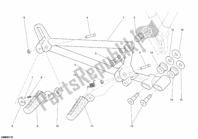 Tutte le parti per il Poggiapiedi, Giusto del Ducati Sportclassic GT 1000 2009