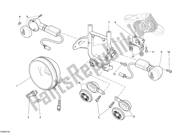 Tutte le parti per il Faro del Ducati Sportclassic GT 1000 2010