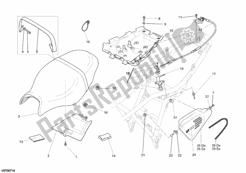 Tutte le parti per il Posto A Sedere del Ducati Sportclassic GT 1000 2010