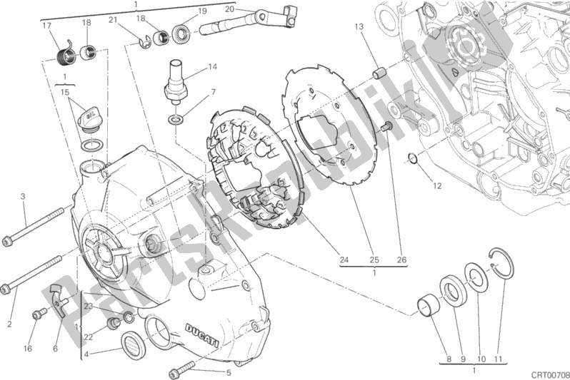 All parts for the Clutch Cover of the Ducati Scrambler Hashtag 803 2018