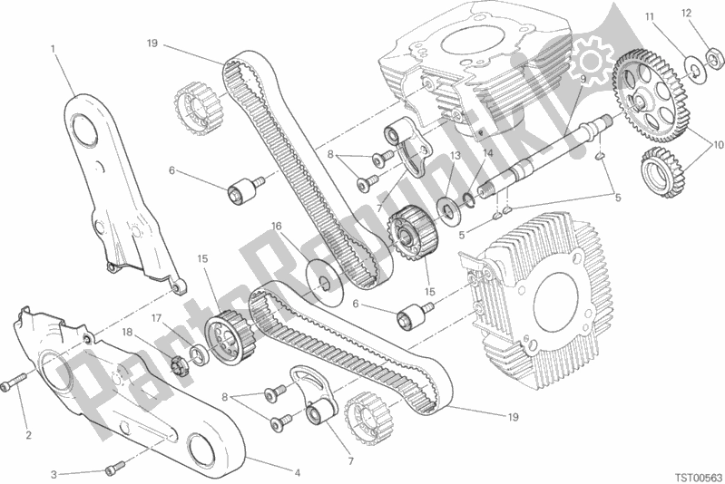 All parts for the Distribuzione of the Ducati Scrambler Hashtag 803 2018