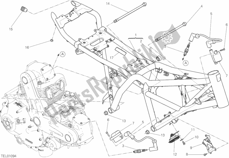 All parts for the Frame of the Ducati Scrambler Hashtag 803 2018