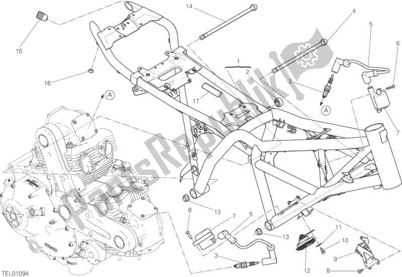 Todas las partes para Marco de Ducati Scrambler Hashtag 803 2018