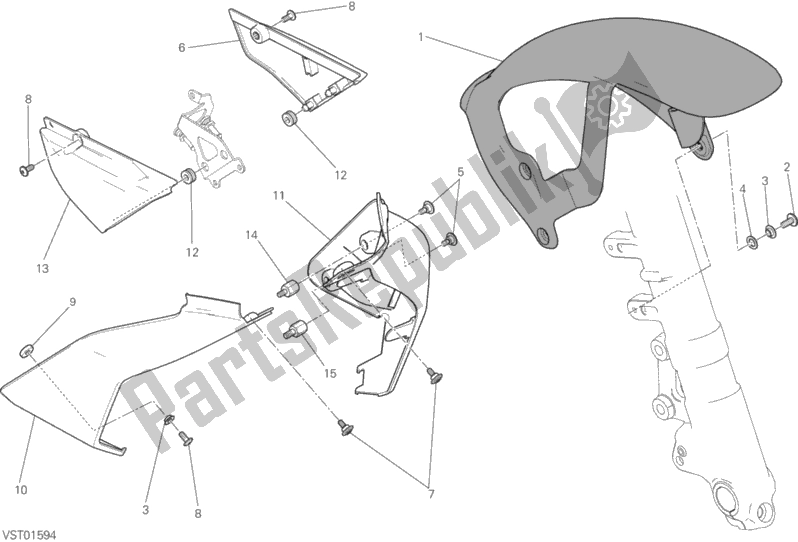 All parts for the Half Fairing of the Ducati Scrambler Hashtag 803 2018