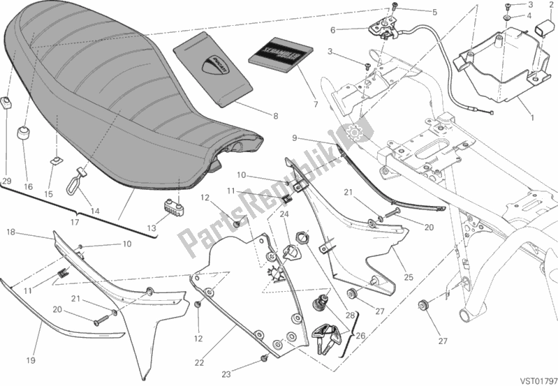 All parts for the Seat of the Ducati Scrambler Hashtag 803 2018