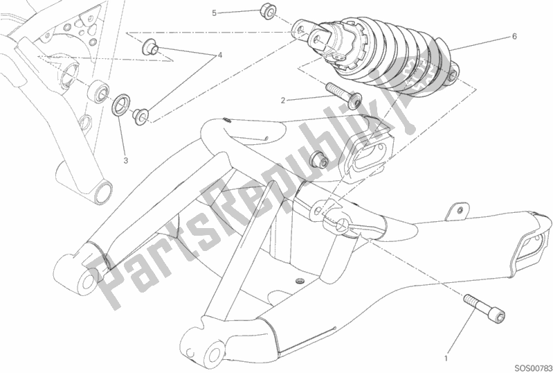 All parts for the Sospensione Posteriore of the Ducati Scrambler Hashtag 803 2018