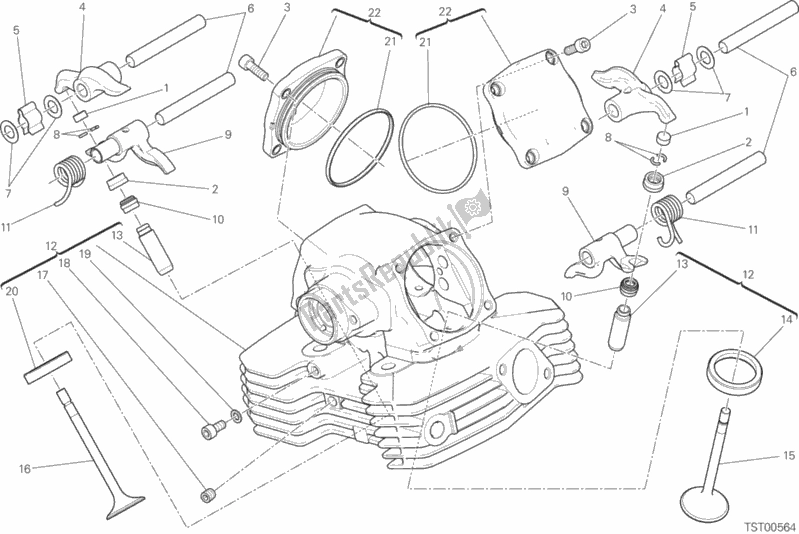 All parts for the Vertical Head of the Ducati Scrambler Hashtag 803 2018