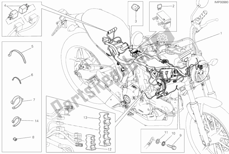 All parts for the Wiring Harness of the Ducati Scrambler Hashtag 803 2018