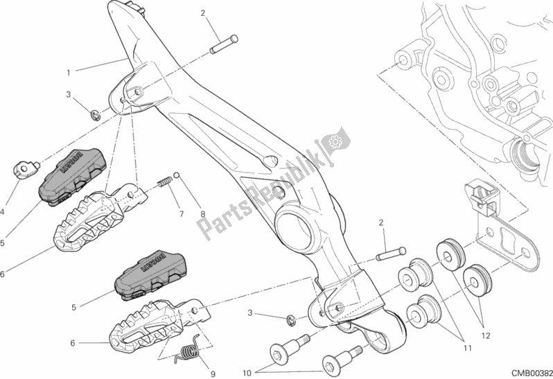 Todas as partes de Apoios Para Os Pés, Certo do Ducati Hypermotard 821 2013